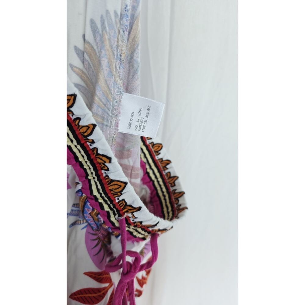 Haute Hippie 100% Rayon Pink White Tropical Floral Wide Leg Pant XS Coastal Boho - Picture 11 of 12